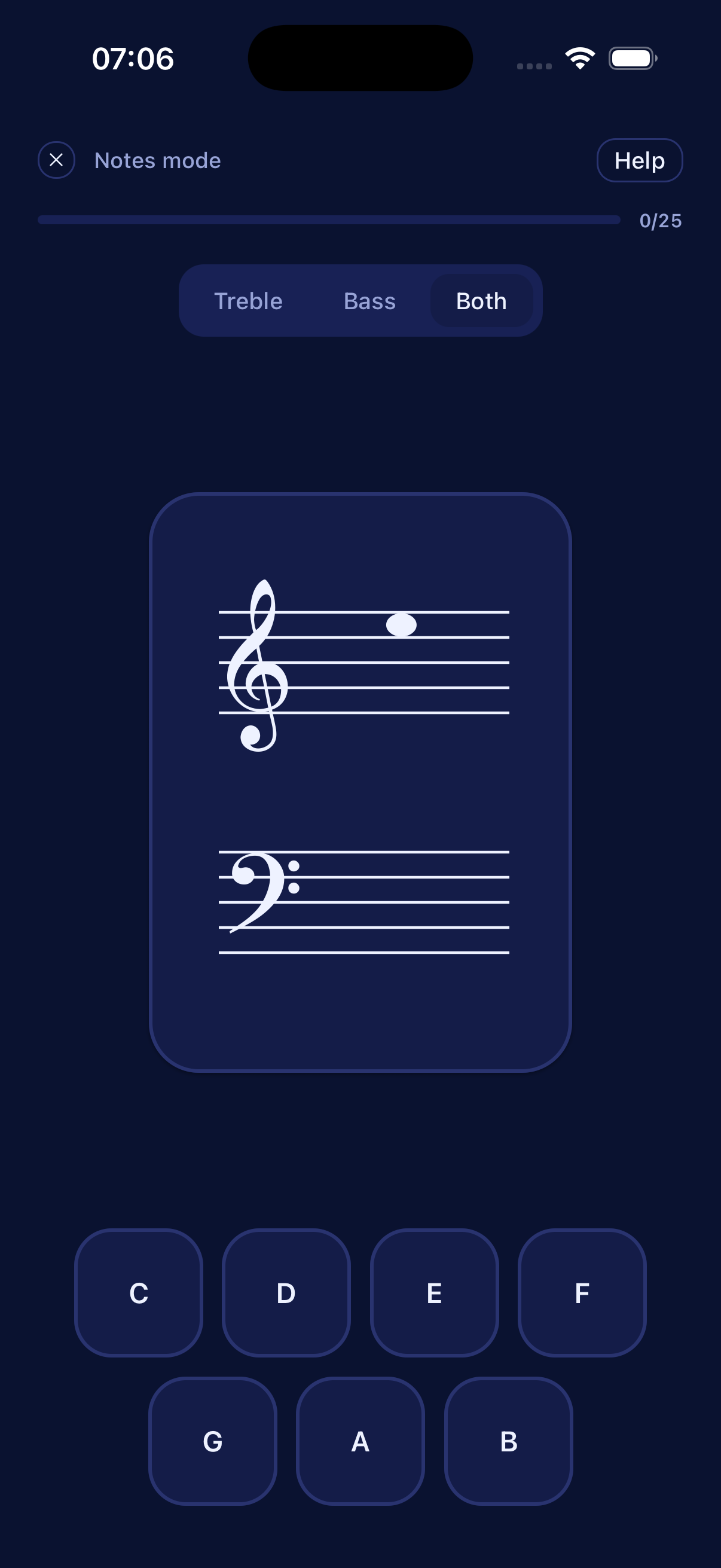 NotaVista — naming a note on the treble staff